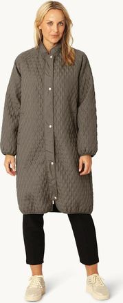 Ilse Jacobsen Womens Long quilt coat in tarmac - Tan - Size: 10