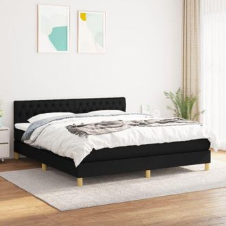 vidaXL Vidaxl - Cama Box Spring Con Colch&oacute;n Tela Negro 180x200 Cm