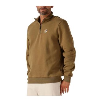 Les Deux Hoodies & sweatvesten, Heren, Groen, M, Katoen, Heren Truien & Vesten Felipe Patch Half Zip