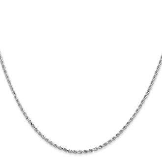 Diamond2Deal 14K White Gold 1.5mm Diamond-cut Rope Chain Necklace
