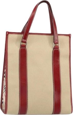 Burberry Pre-owned Tote Bags, female, Beige, Size: ONE SIZE Pre-owned Canvas Tote Bag