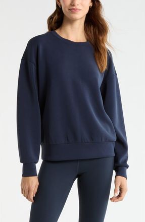 Zella Ultra Soft Boxy Crew Sweatshirt in Navy Sapphire at Nordstrom, Size Xx-Large