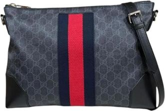 Gucci Pre-owned Cross Body Bags, male, Black, Size: ONE SIZE Pre-owned Sherry Line Shoulder Bag