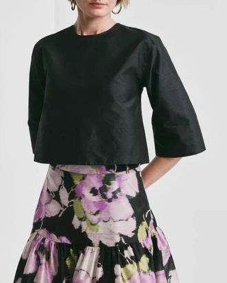 byTiMo Taffeta Crew Neck Top In Black