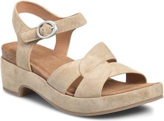 S&ouml;fft Capri Ankle Strap Platform Sandal in Barley/Barely Suede at Nordstrom, Size 6.5