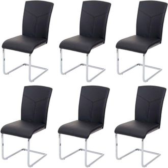 Hhg [NON UTILIZZATO] Set 6x sedie sala da pranzo design moderno HHG-524 struttura a slitta ecopelle nero