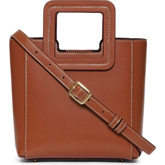 Staud Mini Shirley Leather Satchel in Tan at Nordstrom