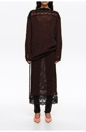 Bimba & Lola Lace Knit Skirt in Dark Brown at Nordstrom, Size X-Small Eu