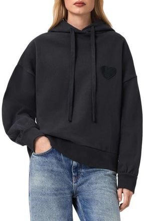 AllSaints Lover Eli Cotton Hoodie in Graphite Blue at Nordstrom, Size X-Small