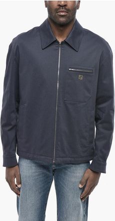 Fendi Cotton Overshirt with Monogram and Zip Closure size 50