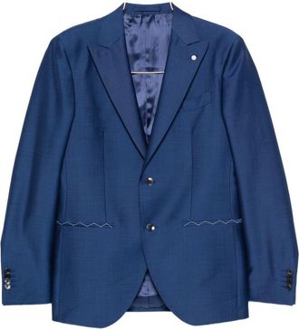 Lubiam Blue Zigzag Detail Tailored Suit
