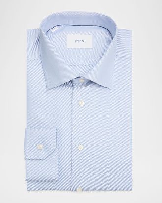 Eton Mens Organic Cotton Slim-Fit Stripe Dress Shirt