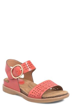 S&ouml;fft Bali III Ankle Strap Wedge Sandal in Red Coral at Nordstrom, Size 6.5
