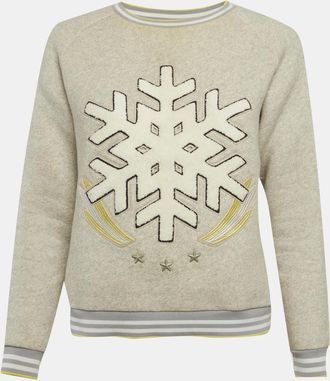 Maje Grey Snowflake Applique Cotton Sweatshirt