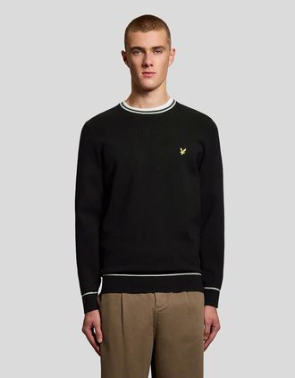 Lyle & Scott Lyle And Scott Mens Tipped Knitted Crew Neck Jumper - Black - Size: 42