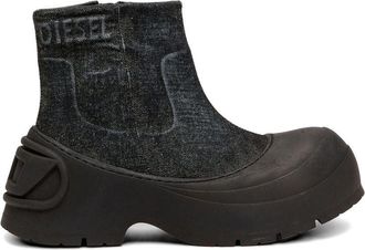 Diesel Ankle-High Textured Black Boots with Robust Sole