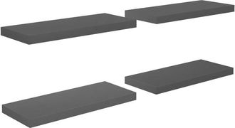 vidaXL Vidaxl - Estantes Flotante De Pared 4 Uds Mdf Gris Brillo 60x23,5x3,8 Cm