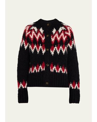 Veronica Beard Christina Fair Isle-Inspired Cardigan
