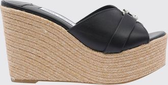 Jimmy Choo London Sandali con zeppa Leda in pelle di vitello liscia con monogramma e tacco alto