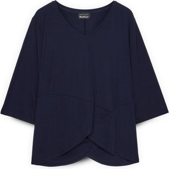 Fiorella Rubino Jersey T-shirt met portemonnee-detail - Dames - Blouses - Blauw - Xs/S - Nylon - Overhemden