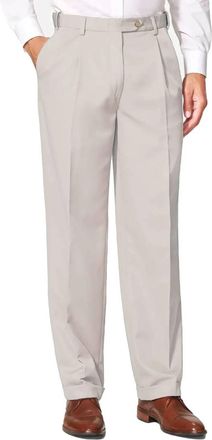 Berle Prime Poplin Double Reverse Pleat Trouser In Stone
