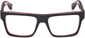 Christian Louboutin 54mm Rectangular Optical Glasses in Black /Red at Nordstrom