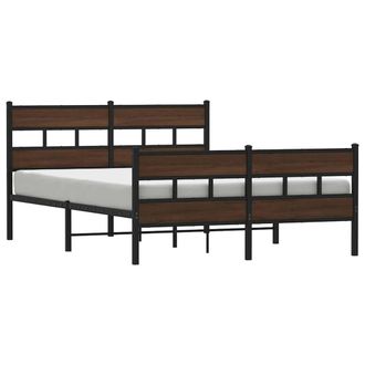 Berkfield Home Metal Bed Frame without Mattress Brown Oak 160x200 cm