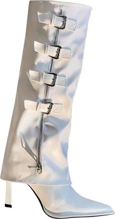 Generic Womens Sheepskin Knee High Boots with Hollow Rubber Tassels Womens Wool Boot Socks Knee High (White, 6.5)