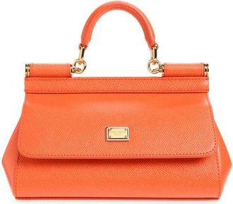 Dolce & Gabbana Sicily Leather Top Handle Bag in 81166 Orange at Nordstrom