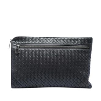 Bottega Veneta Pre-owned Woven Leather Clutch - Dames - Vintage Clutch - Zwart - ONE Size - Leer - Vintage