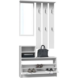Topeshop Armario Vera Espejo Percha + Zapatero Blanco