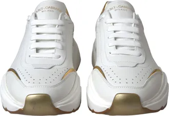 Dolce & Gabbana White Gold DAYMASTER Leather Sneakers Womens Shoes