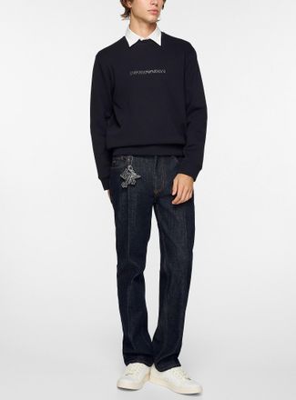 Emporio Armani Mens Appliqu&eacute; logo double-knit sweatshirt