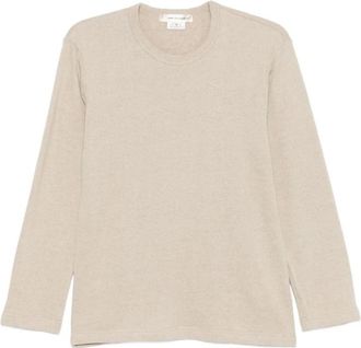 Comme Des Gar&ccedil;ons Cotton Fur Detail T-Shirt - Dames - Longsleeves - Beige - S - Linnen - Tops