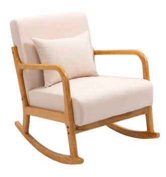 Nordlys Rocking Chair Scandinavian Rocking Chair Fabric in Beige