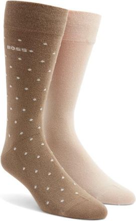 BOSS Assorted 2-Pack Dress Socks in Open Brown at Nordstrom