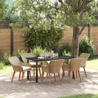 vidaXL Conjunto De Comedor De Jard&iacute;n 7 Pcs Beige Rat&aacute;n Sint&eacute;tico Vidaxl