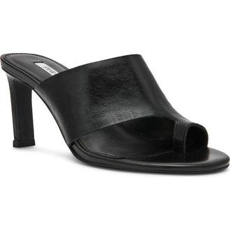 Steve Madden Valentin Slide Sandal in Black Leather at Nordstrom, Size 5.5