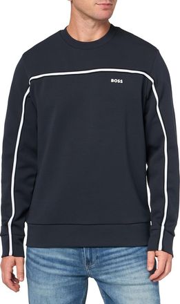 HUGO BOSS Mens Salbo 1 Crew Neck Sweater, Blue
