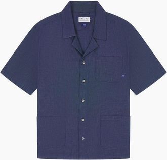 Uskees Mens Uskees 6004 Cuban Oxford Chambray Shirt - Navy - Size: 38/Regular