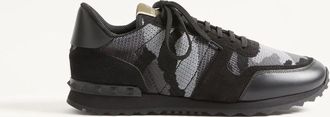 Valentino Garavani Sneaker Rockrunner Camouflage In Tessuto-Rete Uomo ANTRACITE/NERO 40.5
