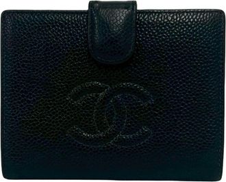 Chanel Black Grained Calfskin Wallet (Bi-Fold) (Pre-Owned)
