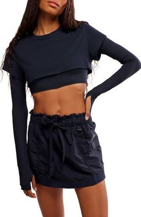 Free People Double Double Layer Crop Top in Black at Nordstrom Rack, Size X-Large