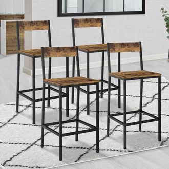 IDMarket Lote De 4 Taburetes De Bar Dayton Con Respaldo Silla De Cocina De Dise&ntilde;o Industrial