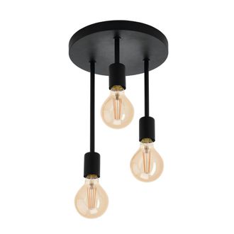 Eglo Wilmcote Ceiling Light with 3 Bulbs - Black | TJ Hughes