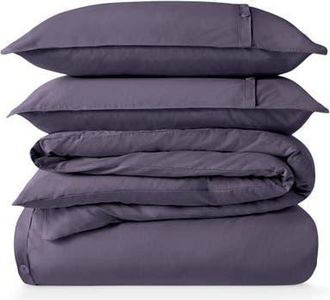 Bare Home 100% Organic Cotton Percale Duvet Cover and Sham Set in Dusty Purple at Nordstrom, Size California King