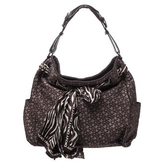 DKNY Dkny Brown Signature Canvas Scarf Hobo