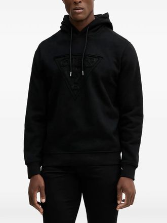 Guess Co triangle-logo embossed hooded sweater - Black