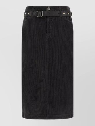 Pinko corduroy skirt belted waist pockets studs
