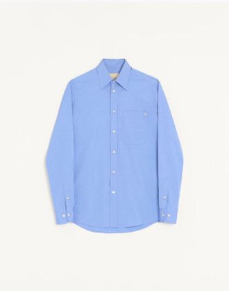 Valentino Valentino Oxford Cotton Shirt With Vgold Man LIGHT BLUE 38